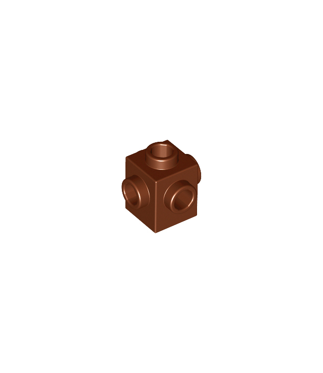 LEGO - Steen, gemodificeerd 1 x 1 met noppen aan 4 zijden - Reddish Brown | N