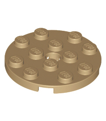 LEGO - Plaat, rond 4 x 4 met gat - Dark Tan | N - Thumbnail