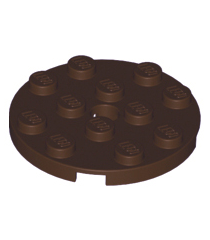 LEGO - Plaat, rond 4 x 4 met gat - Dark Brown | N - Thumbnail