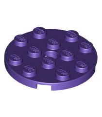 LEGO - Plaat, rond 4 x 4 met gat - Dark Purple | N - Thumbnail