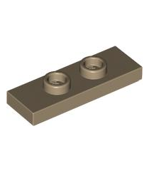 LEGO - Plaat, gemodificeerd 1 x 3 met 2 noppen (dubbele jumper) - Dark Tan | N - Thumbnail