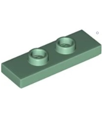 LEGO - Plaat, gemodificeerd 1 x 3 met 2 noppen (dubbele jumper) - Sand Green | N - Thumbnail