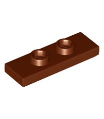 LEGO - Plaat, gemodificeerd 1 x 3 met 2 noppen (dubbele jumper) - Reddish Brown | N - Thumbnail