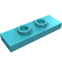 LEGO - Plaat, gemodificeerd 1 x 3 met 2 noppen (dubbele jumper) - Medium Azure | N - Thumbnail