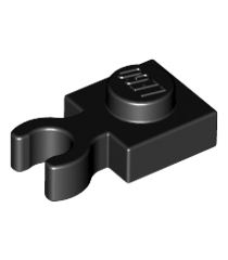 LEGO - Plaat, gemodificeerd 1 x 1 met open O-clip dik (verticale greep) - Black | N - Thumbnail