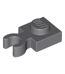 LEGO - Plaat, gemodificeerd 1 x 1 met open O-clip dik (verticale greep) - Dark Bluish Gray | N - Thumbnail