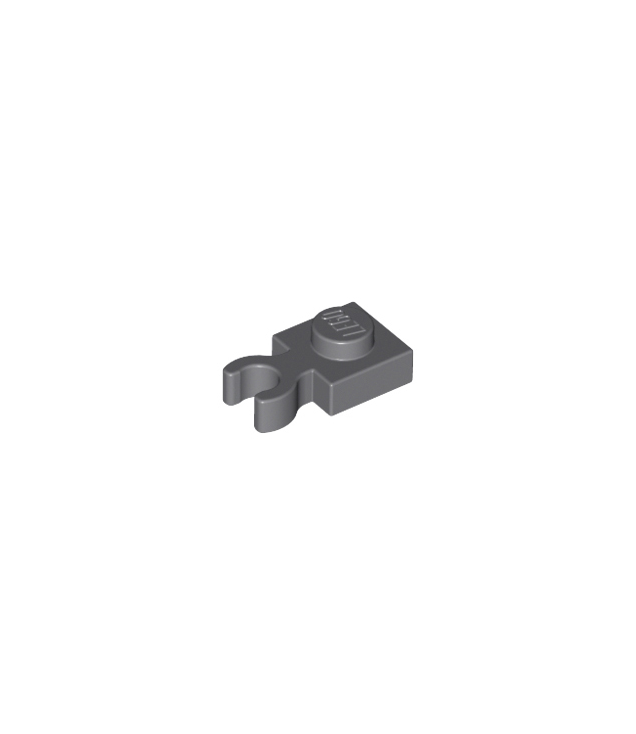 LEGO - Plaat, gemodificeerd 1 x 1 met open O-clip dik (verticale greep) - Dark Bluish Gray | N