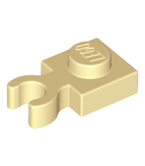 LEGO - Plaat, gemodificeerd 1 x 1 met open O-clip dik (verticale greep) - Tan | N - Thumbnail