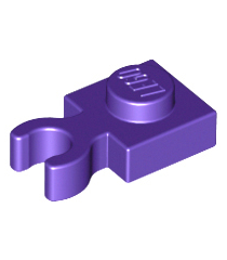 LEGO - Plaat, gemodificeerd 1 x 1 met open O-clip dik (verticale greep) - Dark Purple | N - Thumbnail