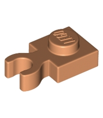 LEGO - Plaat, gemodificeerd 1 x 1 met open O-clip dik (verticale greep) - Nougat | N - Thumbnail