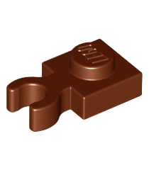 LEGO - Plaat, gemodificeerd 1 x 1 met open O-clip dik (verticale greep) - Reddish Brown | N - Thumbnail