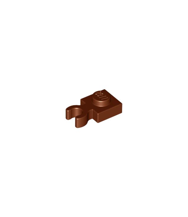 LEGO - Plaat, gemodificeerd 1 x 1 met open O-clip dik (verticale greep) - Reddish Brown | N