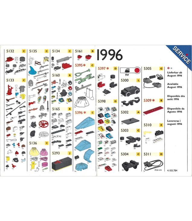 LEGO - 1996 Middel Service Packs Europees (4.103.784) (Vintage jaren ’90 catalogus) - | N