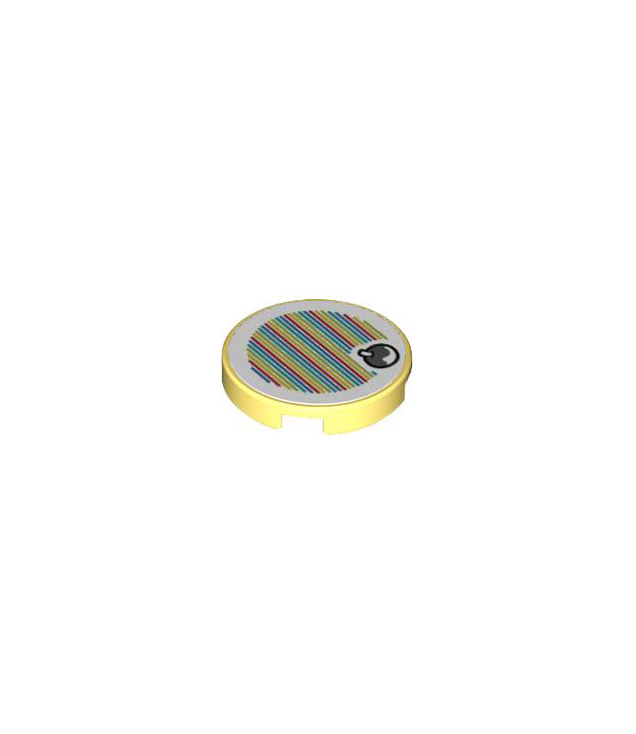 LEGO - Tegel, rond 2 x 2 met onderop een nophouder met Super Mario-scancode fruit-patroon (sticker) - sets 71406 / 71418 - Bright Light Yellow | N