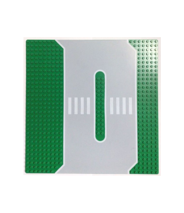 LEGO - Bouwplaat, weg 32 x 32 tankstation met witte lijnen en zebrapatroon (Vintage jaren ’90 onderdeel) - Green | N