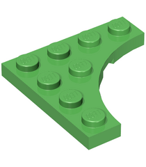 LEGO - Plaat, gemodificeerd 4 x 4 met 3 x 3 gebogen uitsparing - Bright Green | N - Thumbnail