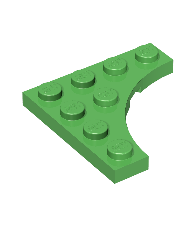 LEGO - Plaat, gemodificeerd 4 x 4 met 3 x 3 gebogen uitsparing - Bright Green | N