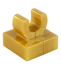 LEGO - Tegel, gemodificeerd 1 x 1 met open O-clip - Pearl Gold | N - Thumbnail