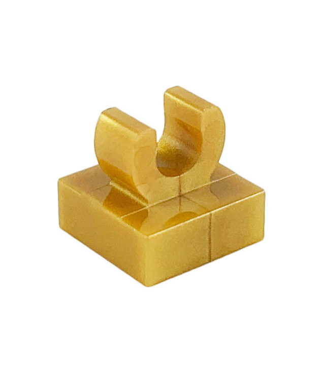LEGO - Tegel, gemodificeerd 1 x 1 met open O-clip - Pearl Gold | N