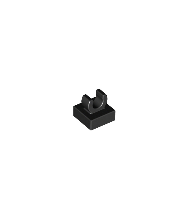 LEGO - Tegel, gemodificeerd 1 x 1 met open O-clip - Black | N