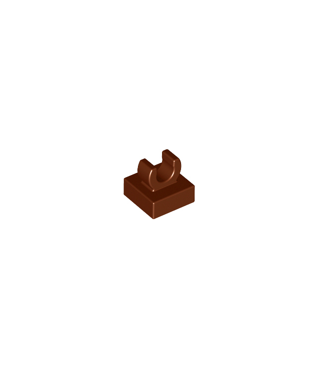 LEGO - Tegel, gemodificeerd 1 x 1 met open O-clip - Reddish Brown | N