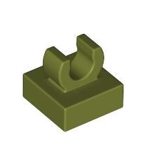LEGO - Tegel, gemodificeerd 1 x 1 met open O-clip - Olive Green | N - Thumbnail