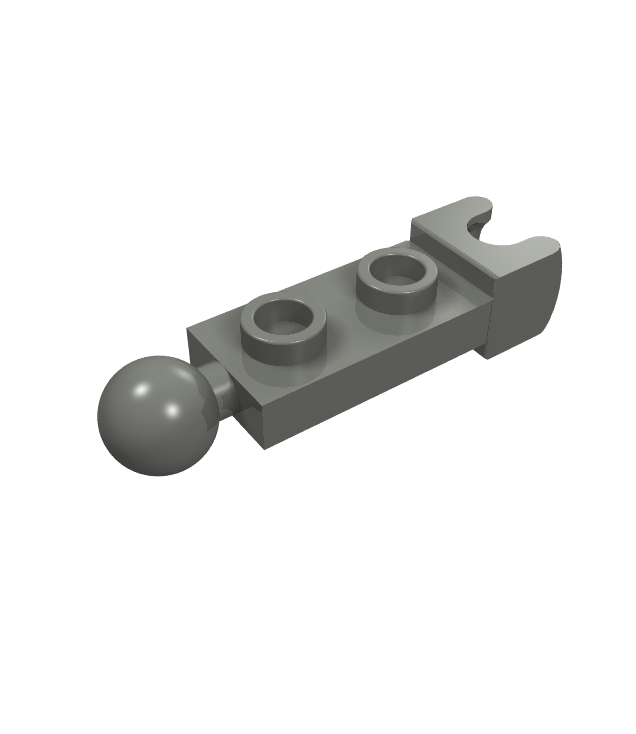  - Plaat, gemodificeerd 1 x 2 met trekbal en kleine trekbalkoppeling aan uiteinden - Dark Bluish Gray | N