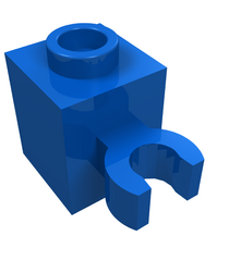 LEGO - Steen, gemodificeerd 1 x 1 met open O-clip (verticale greep) - holle nop - Blue | N - Thumbnail