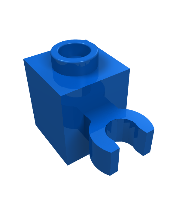 LEGO - Steen, gemodificeerd 1 x 1 met open O-clip (verticale greep) - holle nop - Blue | N