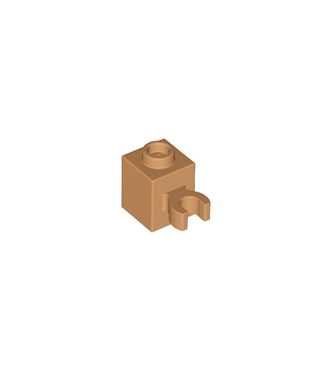 LEGO - Steen, gemodificeerd 1 x 1 met open O-clip (verticale greep) - holle nop - Medium Nougat | N