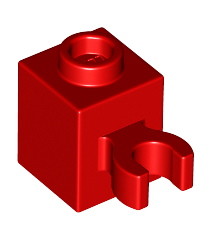 LEGO - Steen, gemodificeerd 1 x 1 met open O-clip (verticale greep) - holle nop - Red | N - Thumbnail