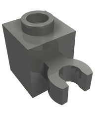 LEGO - Steen, gemodificeerd 1 x 1 met open O-clip (verticale greep) - holle nop - Dark Bluish Gray | N - Thumbnail