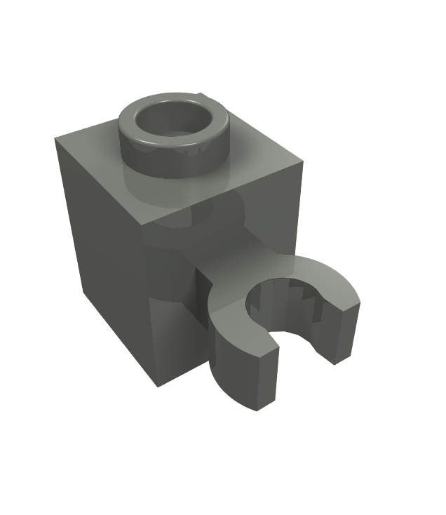 LEGO - Steen, gemodificeerd 1 x 1 met open O-clip (verticale greep) - holle nop - Dark Bluish Gray | N