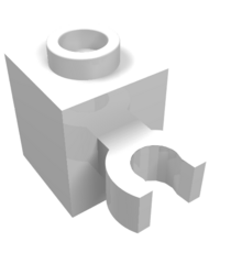 LEGO - Steen, gemodificeerd 1 x 1 met open O-clip (verticale greep) - holle nop - White | N - Thumbnail