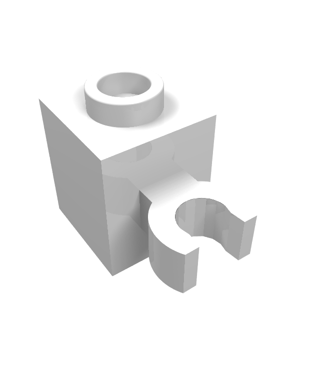 LEGO - Steen, gemodificeerd 1 x 1 met open O-clip (verticale greep) - holle nop - White | N