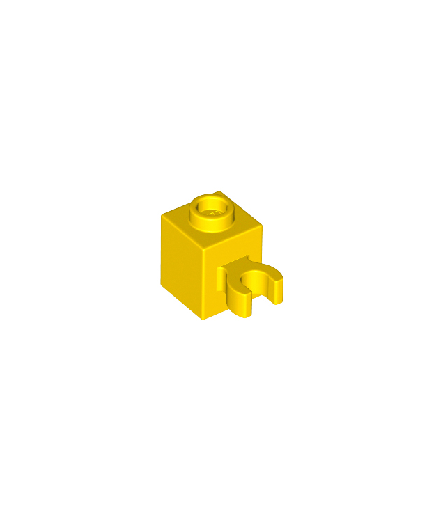 LEGO - Steen, gemodificeerd 1 x 1 met open O-clip (verticale greep) - holle nop - Yellow | N