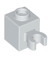 LEGO - Steen, gemodificeerd 1 x 1 met open O-clip (verticale greep) - holle nop - Light Bluish Gray | N - Thumbnail