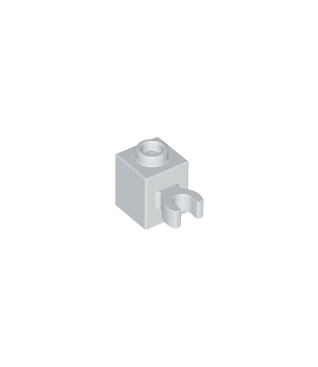 LEGO - Steen, gemodificeerd 1 x 1 met open O-clip (verticale greep) - holle nop - Light Bluish Gray | N