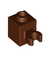 LEGO - Steen, gemodificeerd 1 x 1 met open O-clip (verticale greep) - holle nop - Reddish Brown | N - Thumbnail