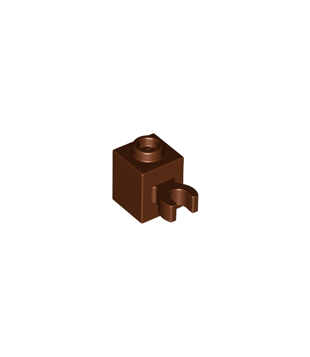 LEGO - Steen, gemodificeerd 1 x 1 met open O-clip (verticale greep) - holle nop - Reddish Brown | N