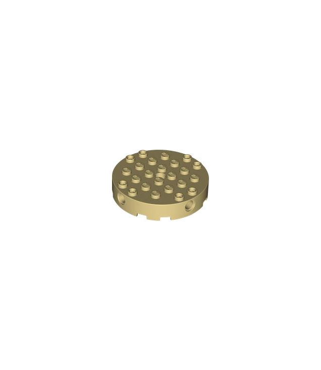  - Ronde steen 6 x 6 met 4 zijpengaten en een middengat - Tan | N