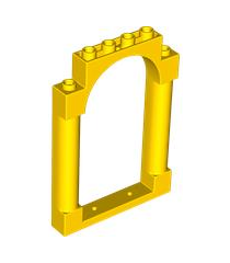 LEGO - Deurframe 1 x 6 x 7 gebogen met inkepingen en afgeronde pilaren - Yellow | N - Thumbnail