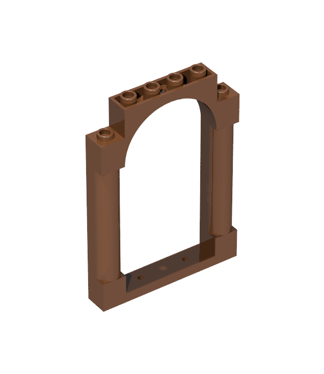 LEGO - Deurframe 1 x 6 x 7 gebogen met inkepingen en afgeronde pilaren - Reddish Brown | N