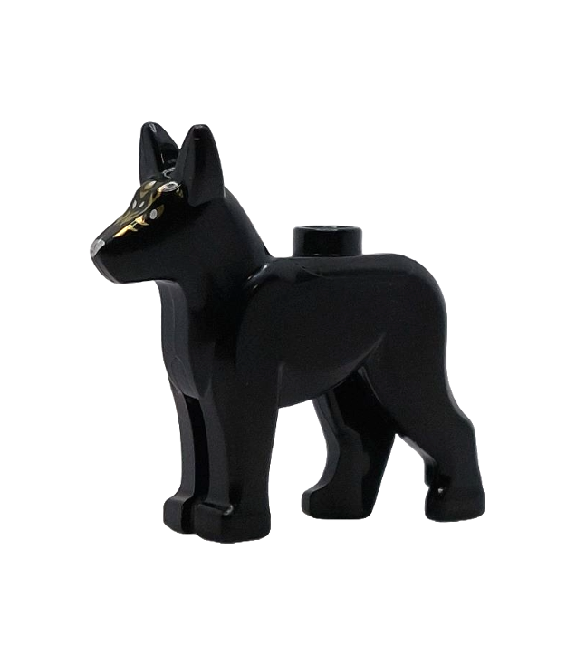  - Hond, Duitse herder met witte ogen, zilveren neus en gouden vlekkenpatroon (hemelhond) - Black | N