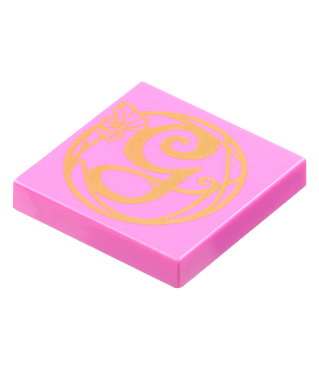  - Tegel 2 x 2 met gouden letter G en bloemmotief - Dark Pink | N