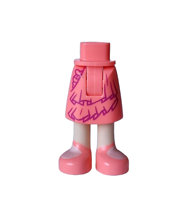 - Mini-pop heupen en halflange rok met gegoten licht-nougat benen, donkerpaarse lagen en koraalsandalen – dikke scharnierverbinding - Coral | N