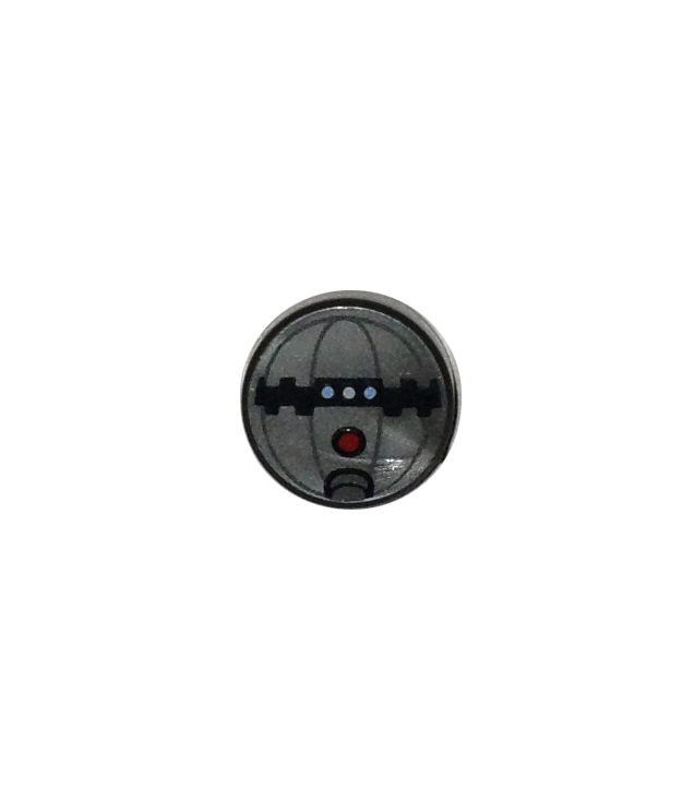  - Ronde tegel 1 x 1 met SW thermische granaat en rode knop - Flat Silver | N
