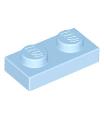 LEGO - Plaat 1 x 2 - Bright Light Blue | N - Thumbnail