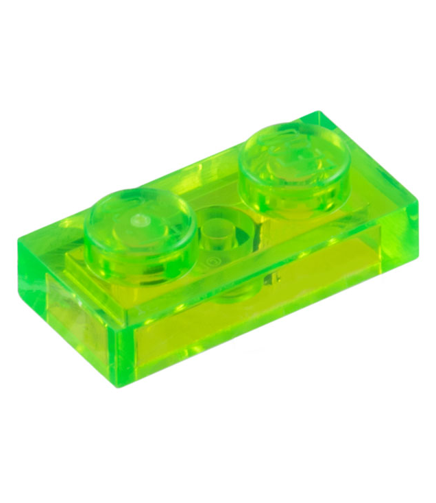 LEGO - Plaat 1 x 2 - Trans-Bright Green | N