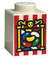  - Steen 1 x 1 met jellybeans, gele zuilen en rode strepen (HP Smekkies in Alle Smaken) - White | N - Thumbnail